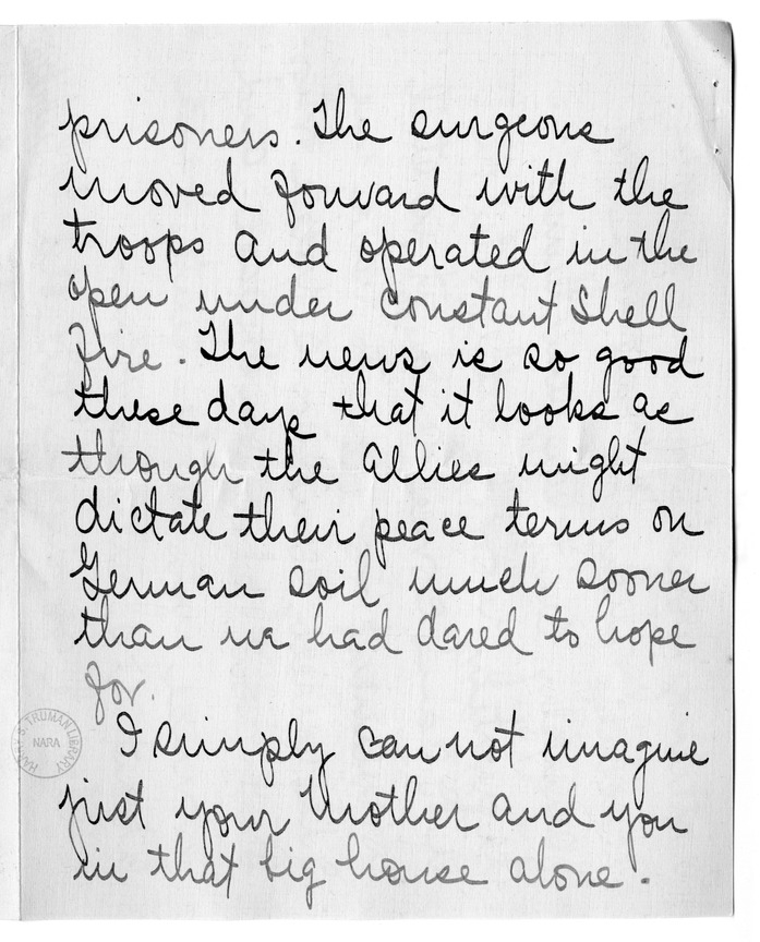 Letter from Arry Mayer to Bess Wallace