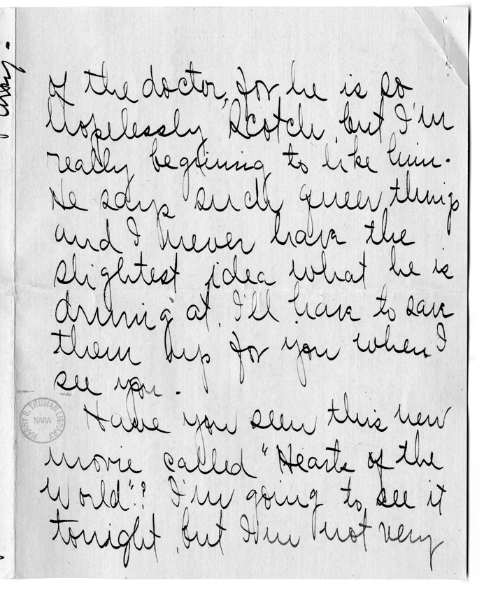 Letter from Arry Mayer to Bess Wallace