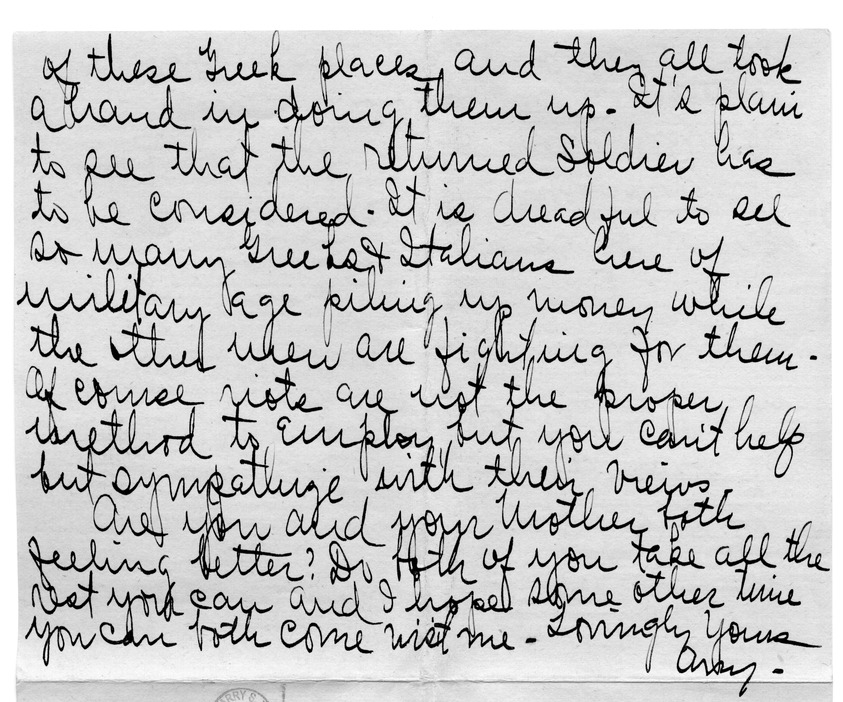 Letter from Arry Mayer to Bess Wallace