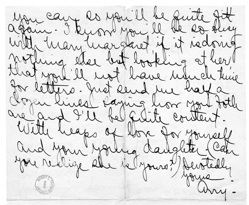 Letter from Arry M. Calhoun to Bess W. Truman