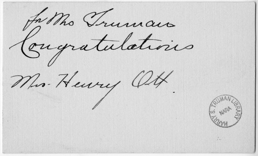 Baby Gift Card from Mrs. Henry Ott