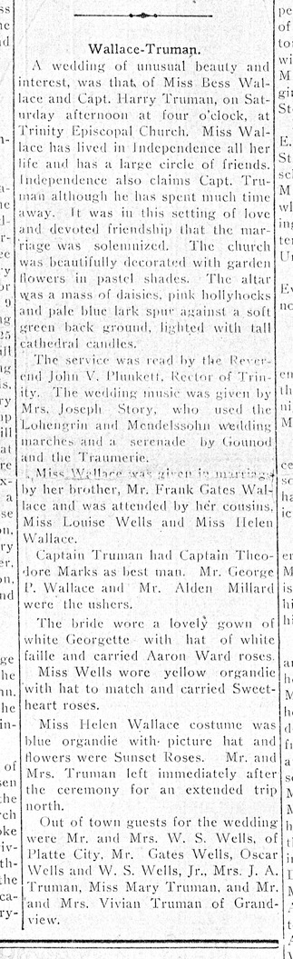 Newspaper Announcement, Wallace-Truman, from the Independence Examiner