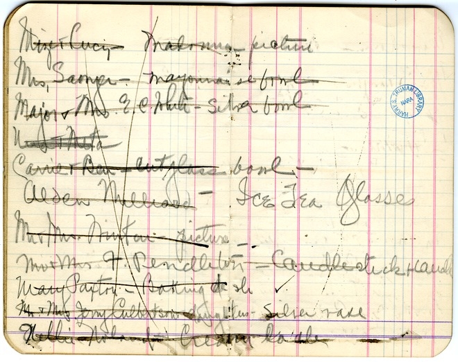 List of Wedding Gifts Received by Mr. and Mrs. Harry S. Truman