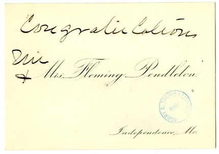 Wedding Gift Card from Mr. and Mrs. Fleming Pendleton