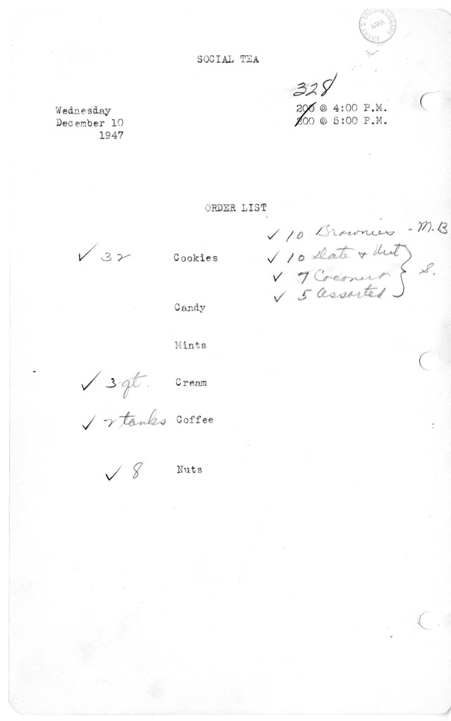 Shopping List for Social Tea