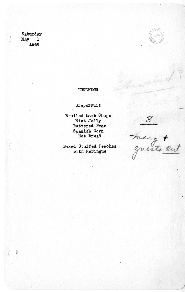 White House Luncheon Menu