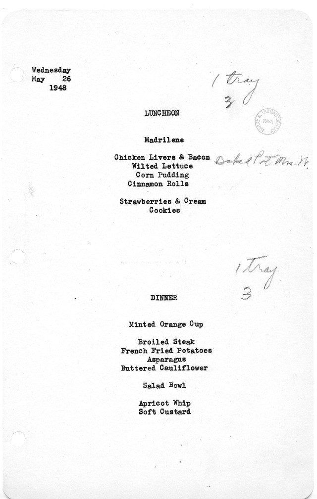 White House Luncheon and Dinner Menu