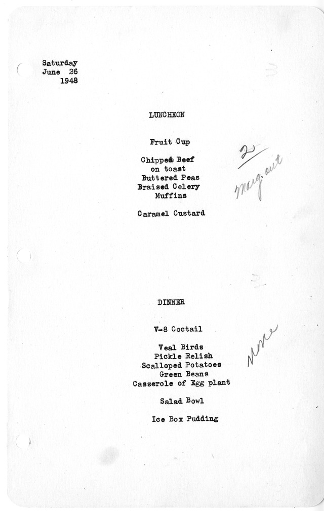 White House Luncheon and Dinner Menu