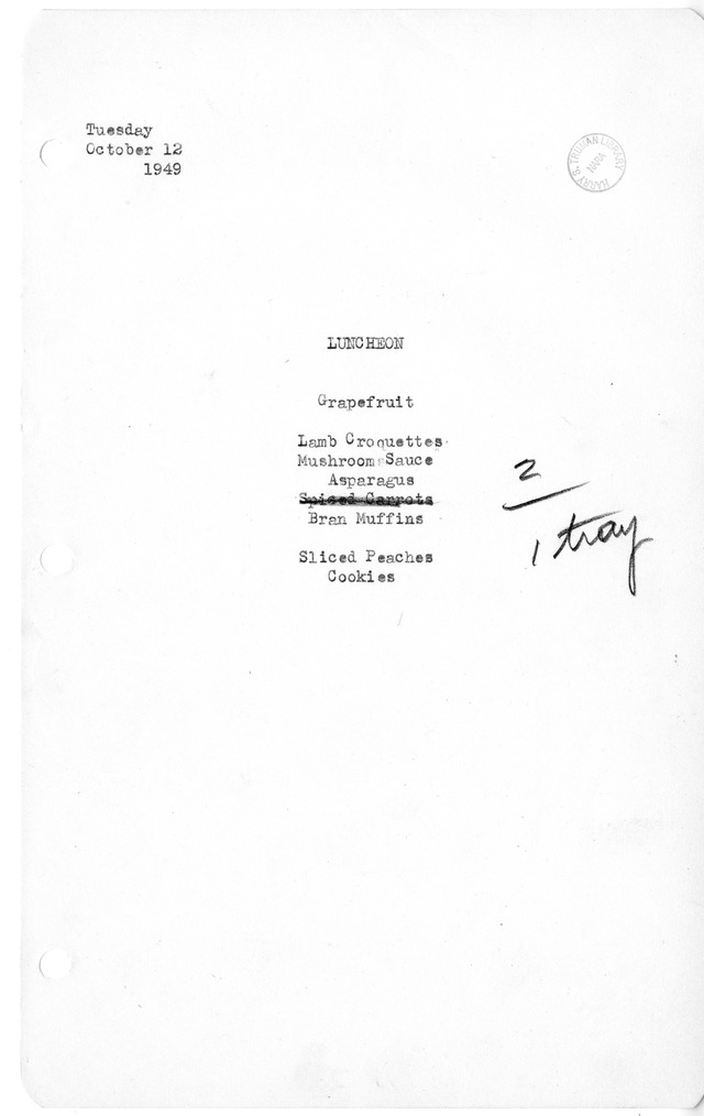 White House Luncheon Menu