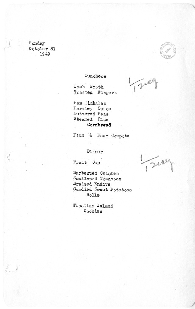White House Luncheon and Dinner Menu