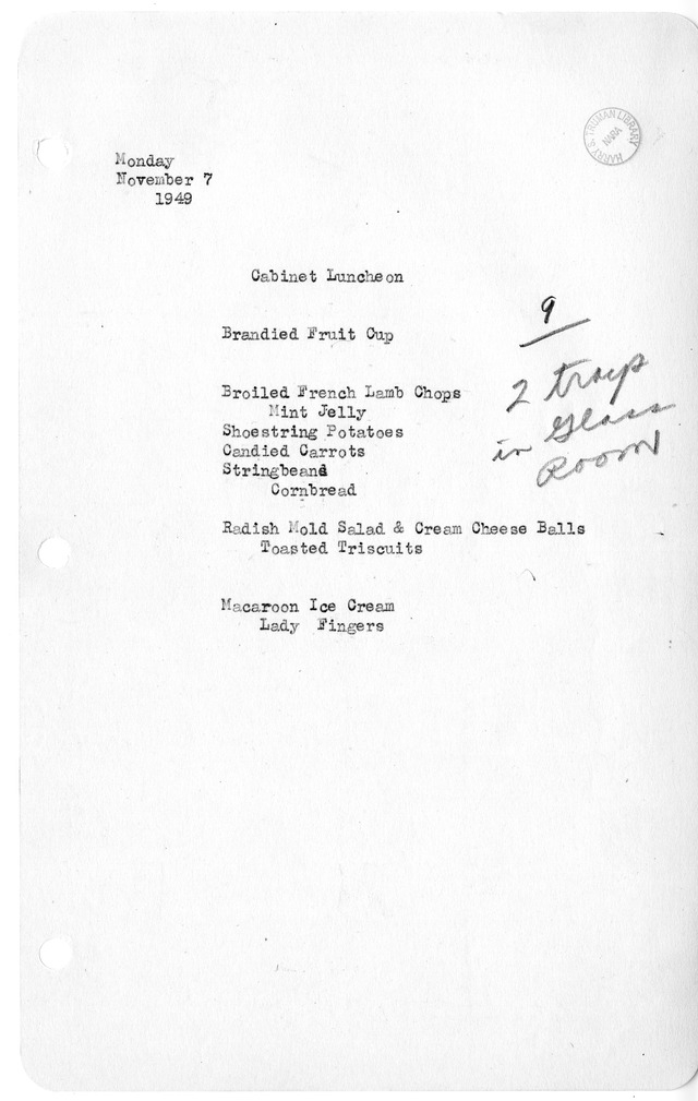 White House Luncheon Menu