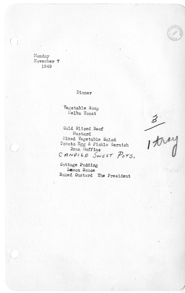 White House Dinner Menu