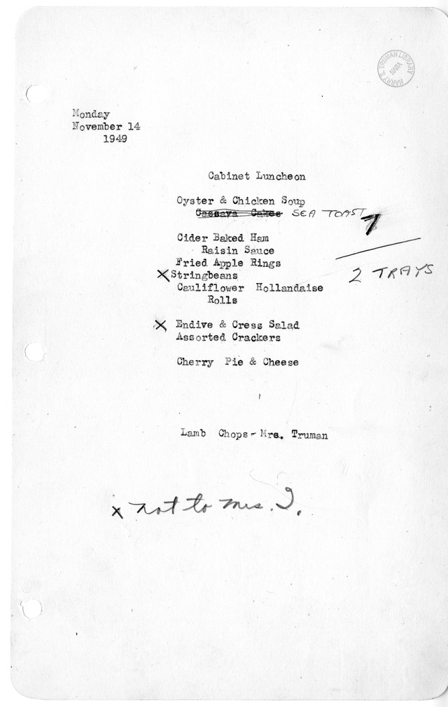 White House Luncheon Menu
