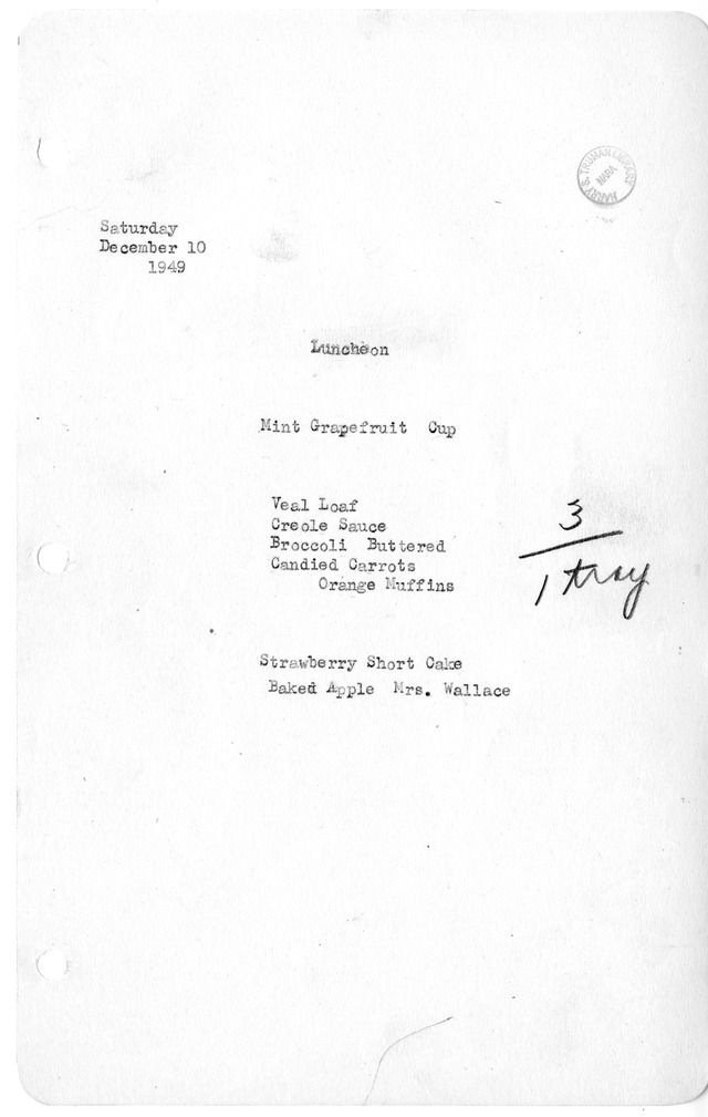 White House Luncheon Menu