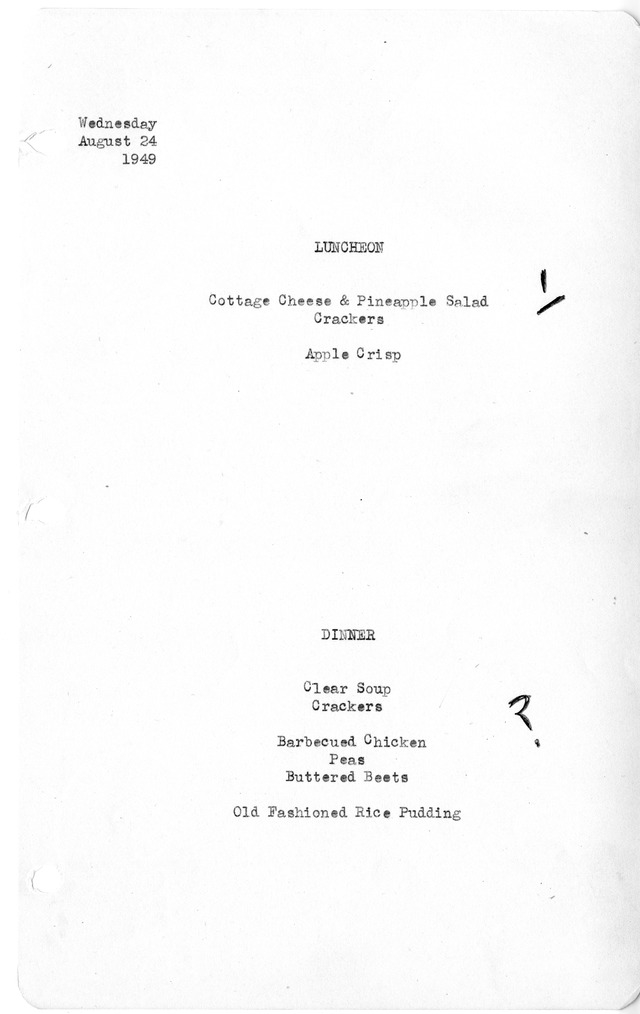 White House Luncheon and Dinner Menu