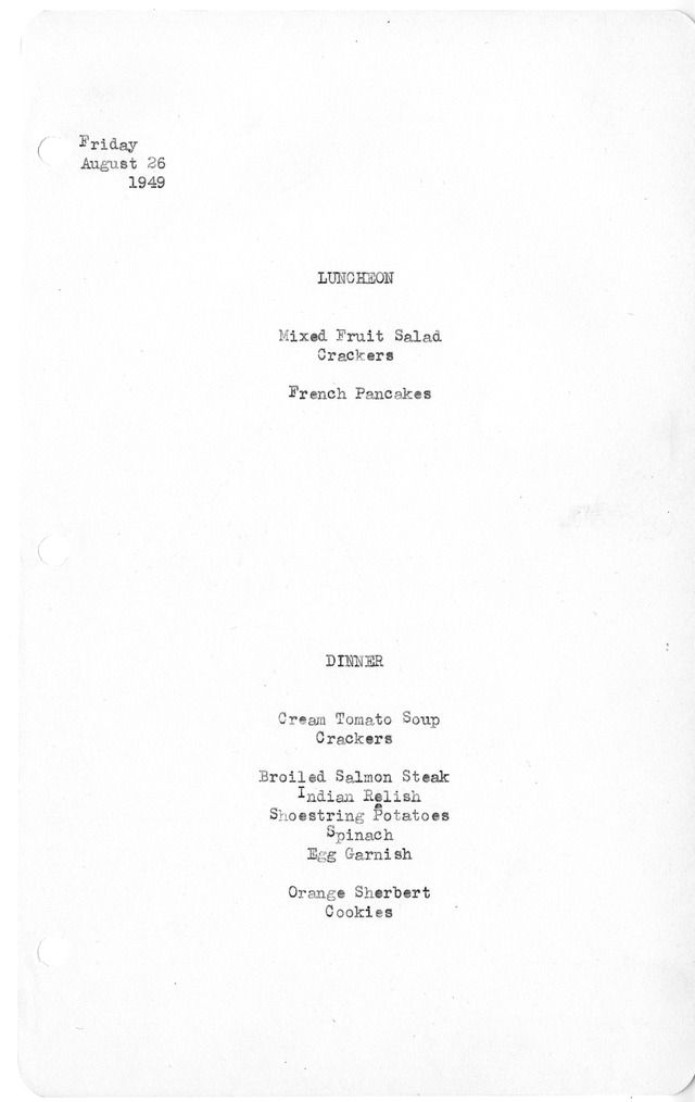 White House Luncheon and Dinner Menu
