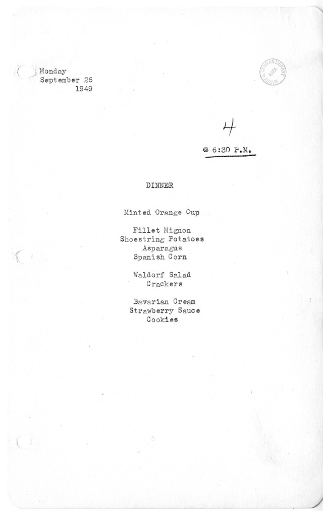 White House Dinner Menu