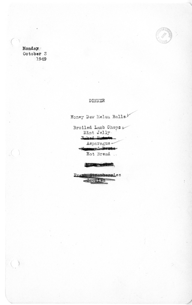 White House Dinner Menu