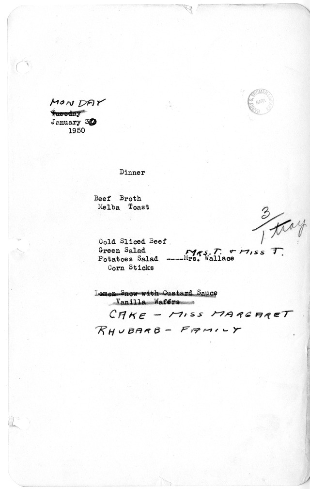 White House Dinner Menu