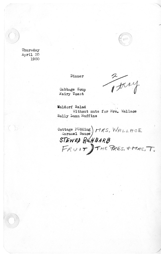 White House Dinner Menu