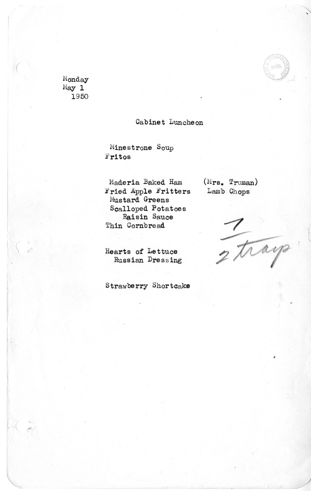 White House Luncheon Menu