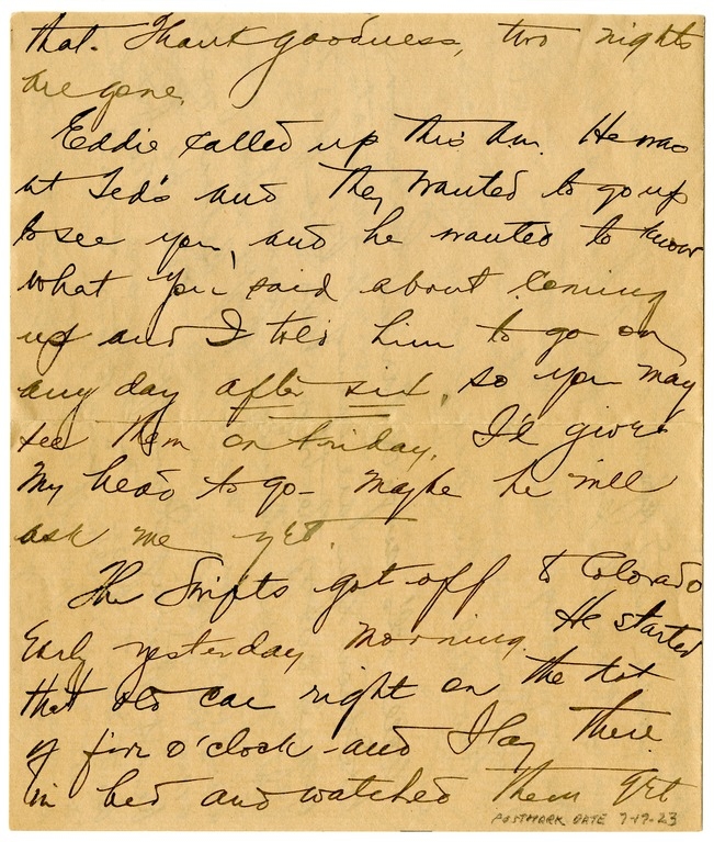 Letter from Bess W. Truman to Harry S. Truman