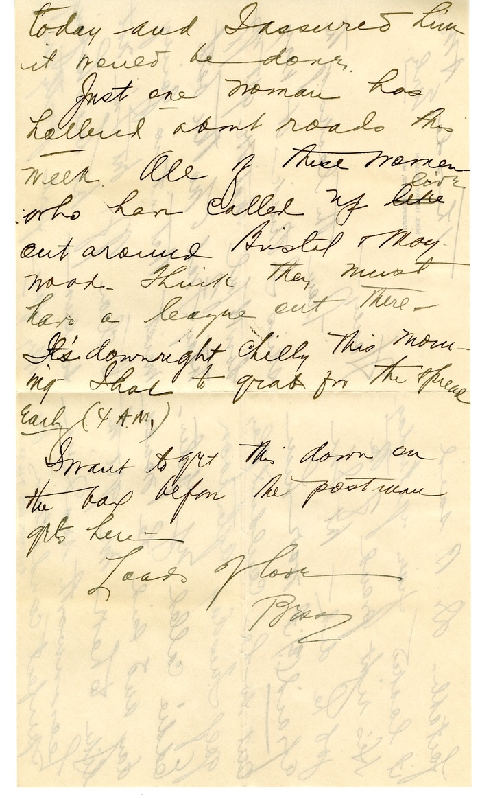 Letter from Bess W. Truman to Harry S. Truman