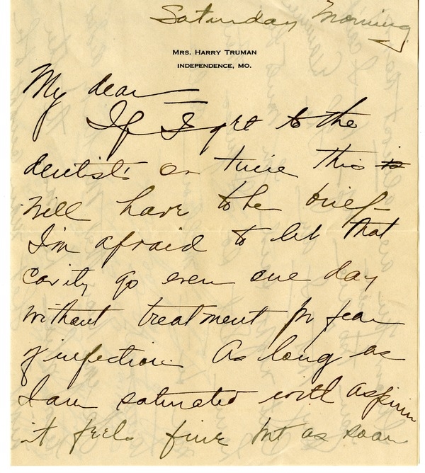 Letter from Bess W. Truman to Harry S. Truman