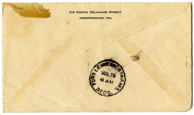 Letter from Bess W. Truman to Harry S. Truman