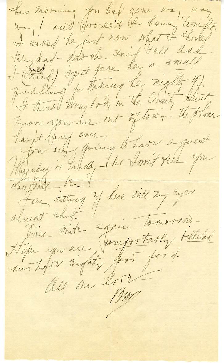 Letter from Bess W. Truman to Harry S. Truman