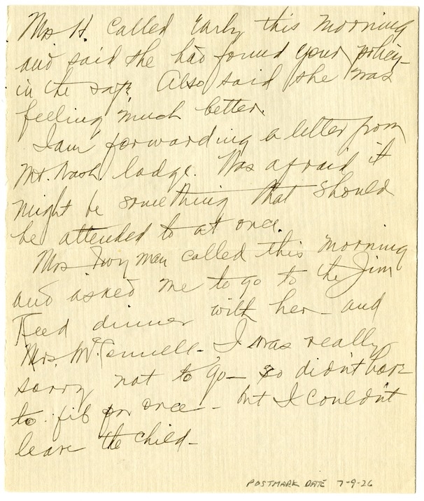 Letter from Bess W. Truman to Harry S. Truman