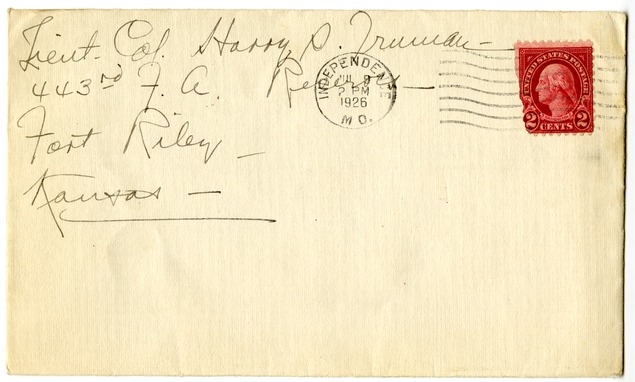 Letter from Bess W. Truman to Harry S. Truman