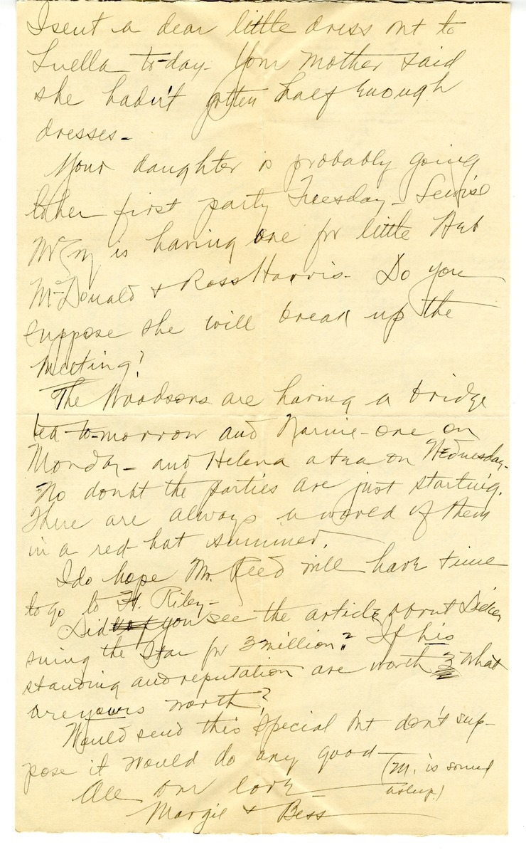 Letter from Bess W. Truman to Harry S. Truman