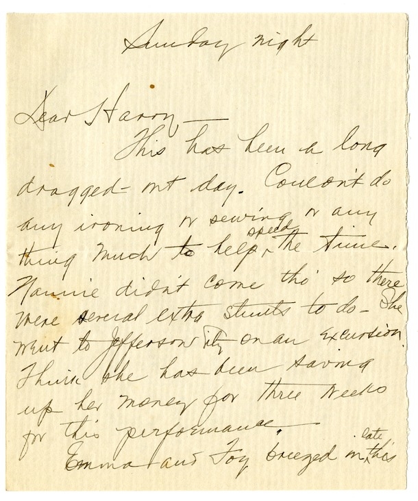 Letter from Bess W. Truman to Harry S. Truman