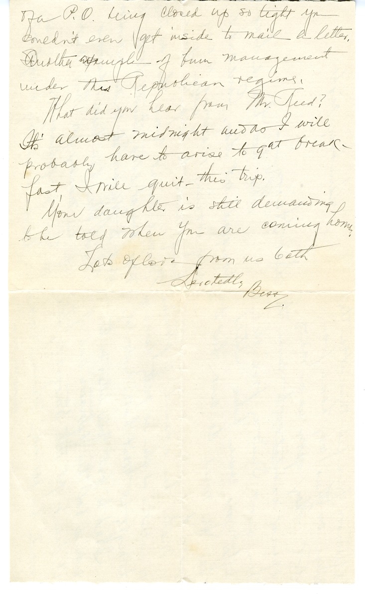 Letter from Bess W. Truman to Harry S. Truman