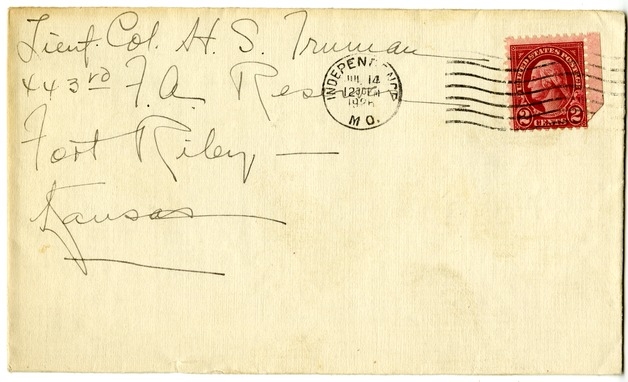 Letter from Bess W. Truman to Harry S. Truman