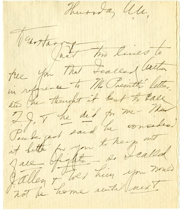 Letter from Bess W. Truman to Harry S. Truman
