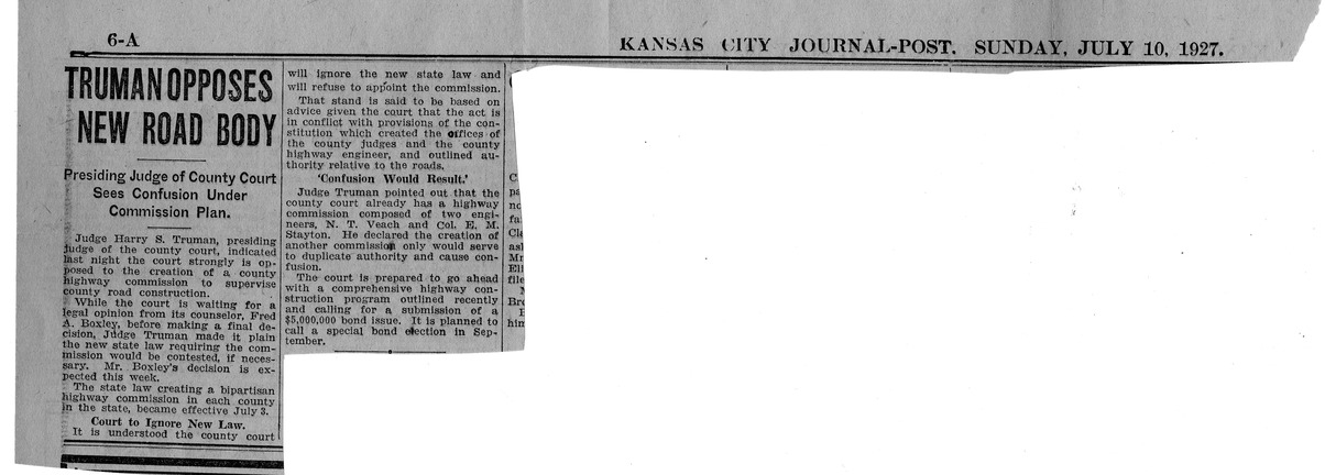 Letter from Bess W. Truman to Harry S. Truman