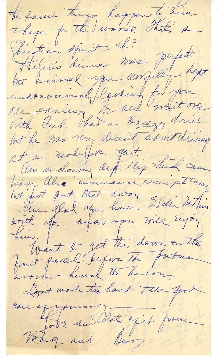 Letter from Bess W. Truman to Harry S. Truman