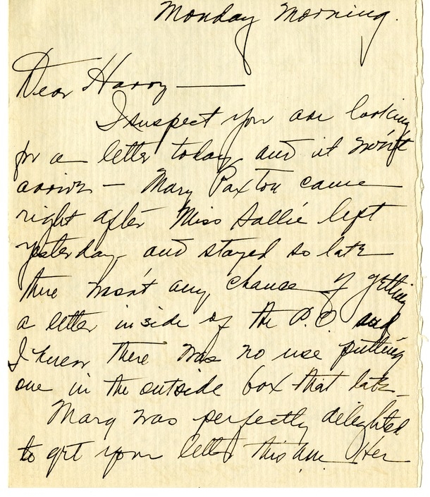 Letter from Bess W. Truman to Harry S. Truman