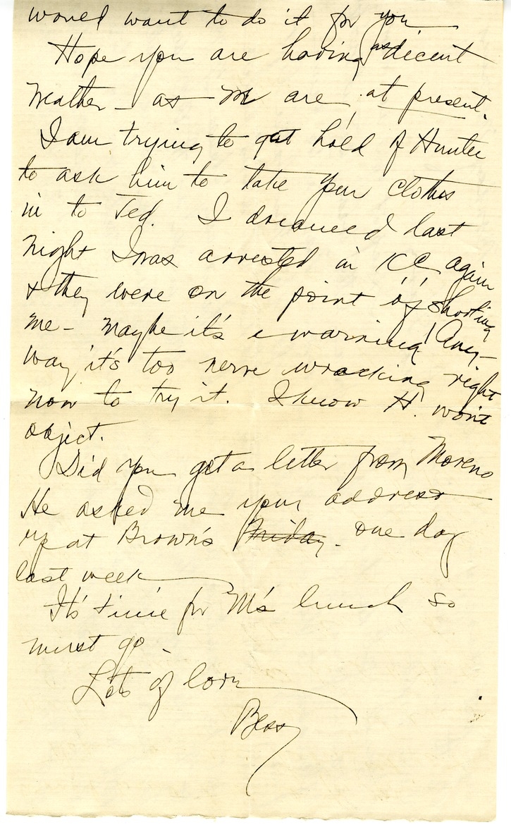 Letter from Bess W. Truman to Harry S. Truman