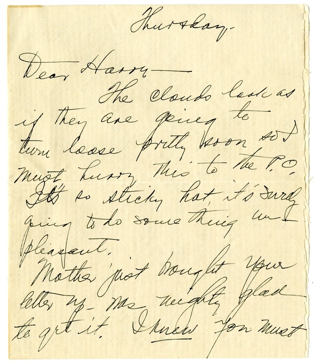 Letter from Bess W. Truman to Harry S. Truman