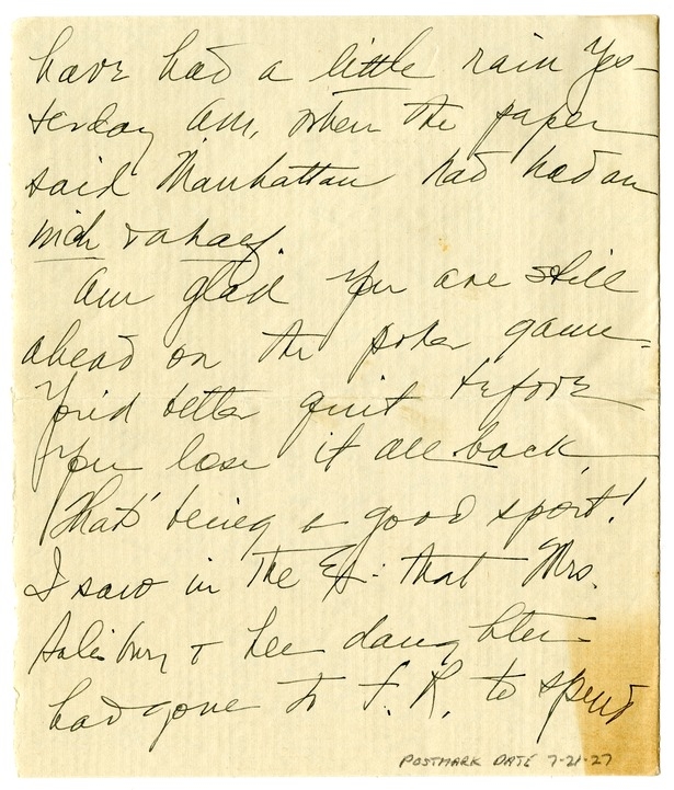 Letter from Bess W. Truman to Harry S. Truman