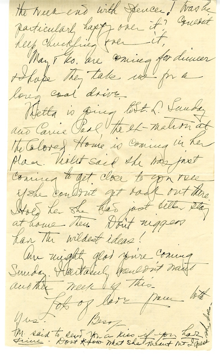 Letter from Bess W. Truman to Harry S. Truman