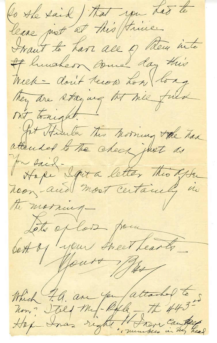 Letter from Bess W. Truman to Harry S. Truman