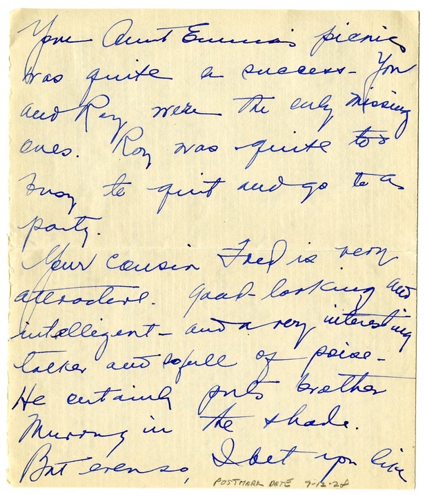 Letter from Bess W. Truman to Harry S. Truman