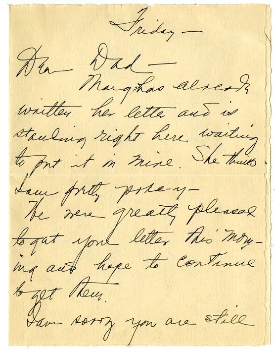 Letter from Bess W. Truman to Harry S. Truman