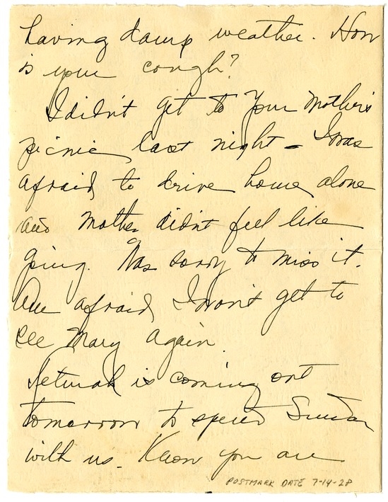 Letter from Bess W. Truman to Harry S. Truman