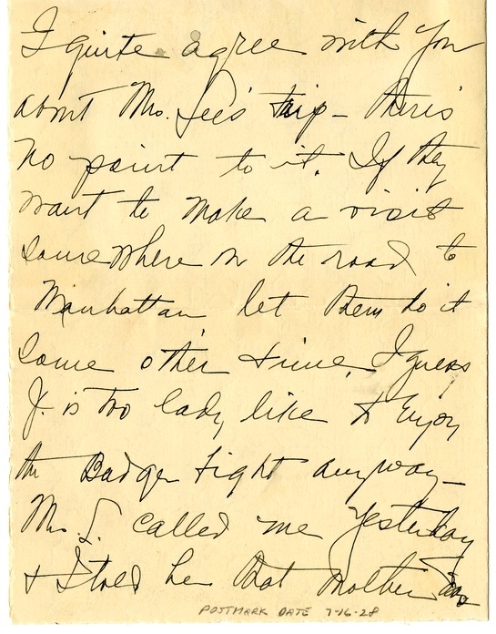 Letter from Bess W. Truman to Harry S. Truman