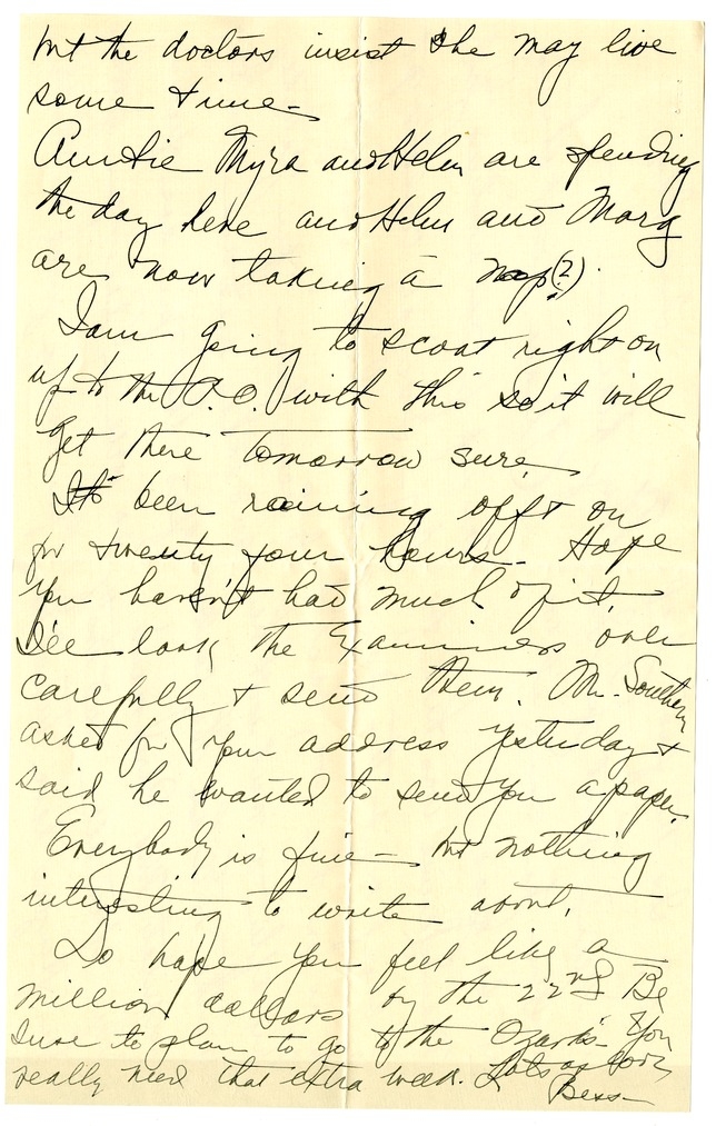 Letter from Bess W. Truman to Harry S. Truman